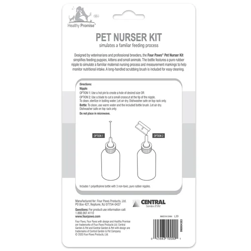Vista 7 de Four Paws Kit de lactancia para mascotas, botella y cepillo, 2 onzas Biberón y cepillo de limpieza para gatitos y cachorros, marcas de medición