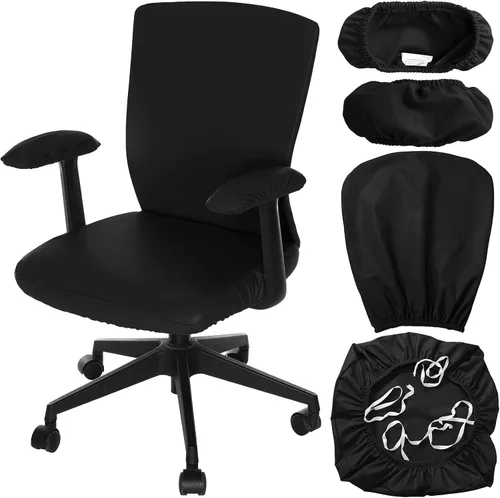 Vista 13 de Tallew 4 fundas para sillas de oficina, fundas universales para sillas de computadora, fundas protectoras elásticas para asiento de silla, fundas