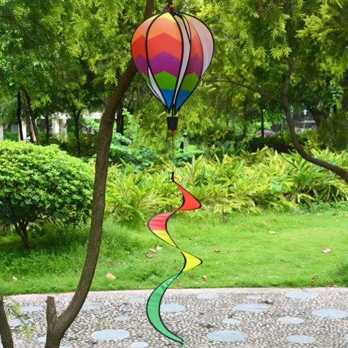 Vista 2 de 2 piezas de globos de decoración Windsock globo de aire caliente globo de aire caliente molino de viento adornos decoraciones de patio hilanderos