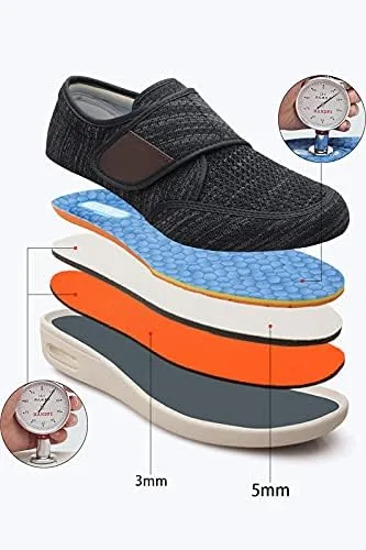 Vista 2 de Zapatos para diabéticos de ancho ancho ancho para hombre anciano, zapatos anchos para hombre, zapatos para caminar con cierre ajustable