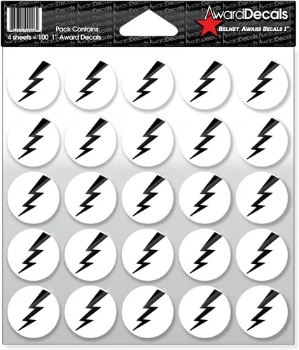 Vista 9 de Award Decals Juego de calcomanías de rayo (negro sobre transparente) (100 calcomanías de 1 pulgada), calcomanías originales Award Decals prémium