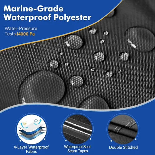 Vista 2 de 1200D Cubierta para bote Jon, tecnología impermeable compuesta con cubierta anti-UV para remolque, amarre, almacenamiento, apta para bote Jon de 16