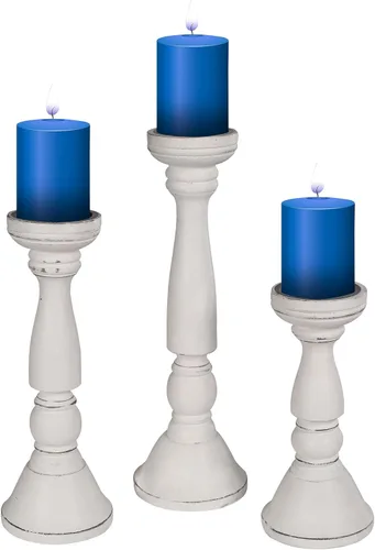 Vista 24 de pilares decorativos de madera para velas