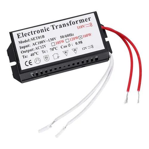 Vista 9 de Transformador electrónico de 75 W, 160 W, 120 V, transformador de luz halógena, 110 V a 12 V, convertidor de voltaje para controlador de fuente