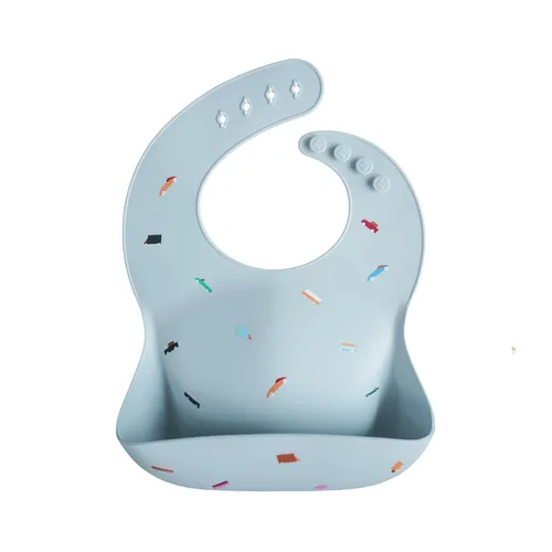 Vista 77 de Mushie - Babero de silicona para bebé, ajustable y resistente al agua (abejas) De 4 a 24 meses, lavable a máquina, correa ajustable