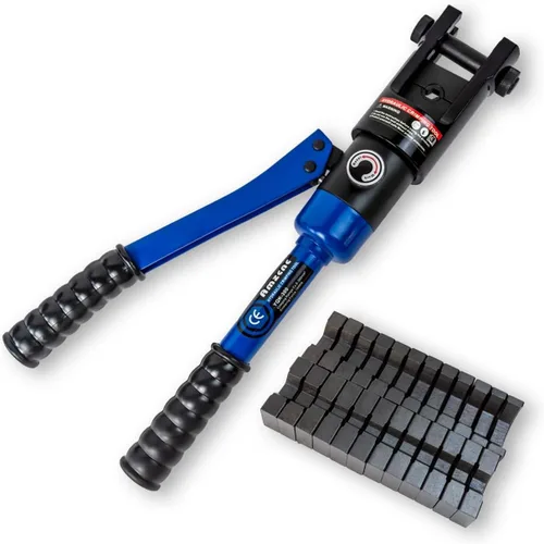 Vista 7 de AMZCNC herramienta de crimpado de terminales de cable de batería de alambre hidráulico azul de 16 toneladas con troqueles estándar de cable EE. UU.