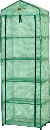 Vista 8 de Ogrow® Mini invernadero portátil, con cubierta y estantes de 4 niveles Transparente