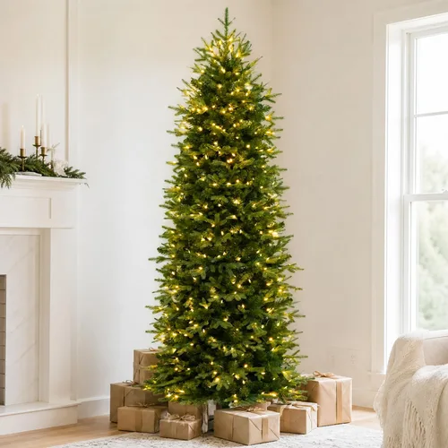 Vista 14 de Árbol de Navidad preiluminado con lápiz delgado de 6 pies con 10 200 luces LED blancas cálidas y multicolor, 544 puntas de ramas, pedal de pie Basic