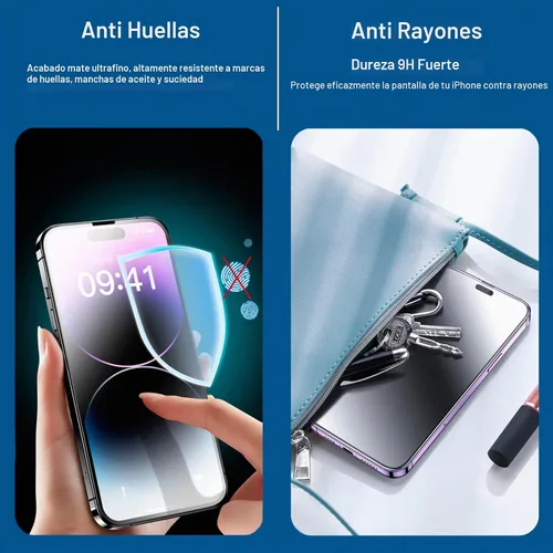 Vista 4 de Paquete de 2 protectores de pantalla de privacidad mate para iPhone 14 Pro Max de 6.7 pulgadas, película de vidrio templado, antirreflejos