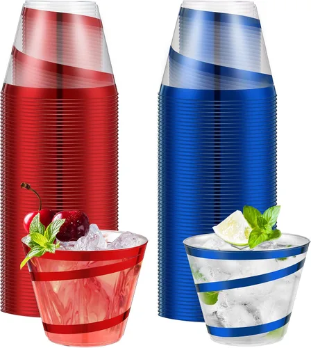 Vista 9 de Gejoy 100 vasos de plástico desechables de 9 onzas, vasos de graduación transparentes y elegantes para suministros de fiesta de boda
