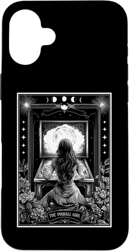 Vista 23 de The Pinball Girl Retro Arcade Game 80s Tarot Card Skeleton Case for iPhone 17