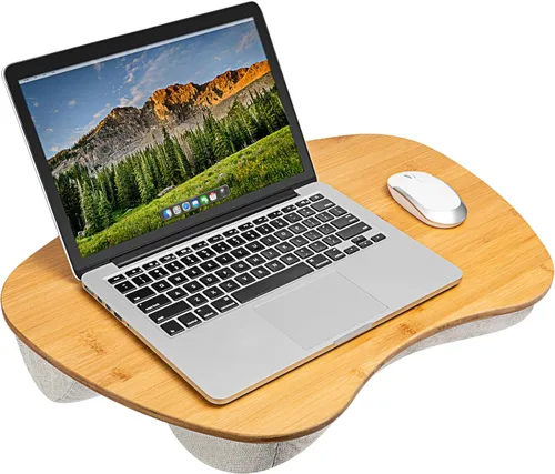 Vista 8 de LapGear Extra Large - Escritorio de regazo de bambú - Castaño - Se adapta a laptops de hasta 17.3 pulgadas - Número de estilo 91692