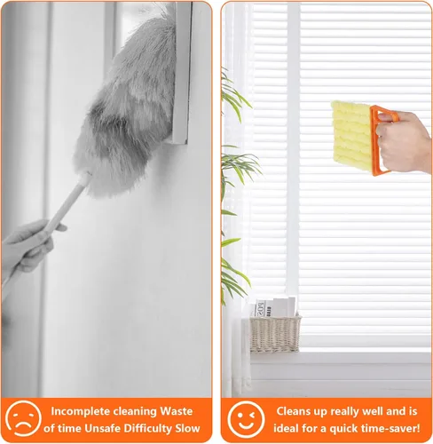 Vista 5 de Juego de 4 herramientas de limpieza veneciana para ventanas con 7 dedos 4 unidades - naranja