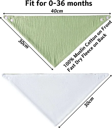 Vista 6 de Baberos de muselina para bebé, baberos de bandana para babeo para bebés niñas y niños, recién nacidos, niños pequeños, babeo y dentición