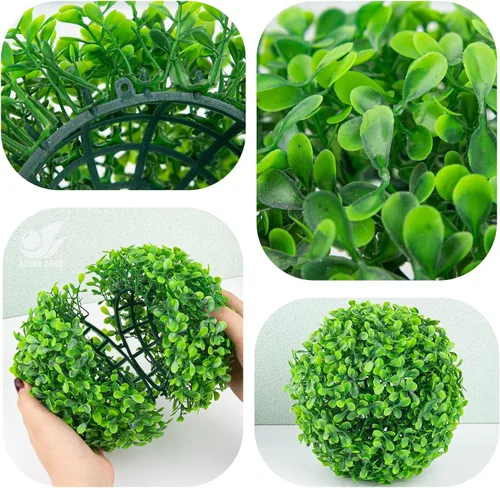 Vista 5 de Azure Zone, Juego de 2 bolas decorativas de plantas artificiales para decoración del hogar de boda