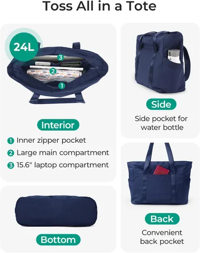 Vista 61 de BAGSMART Bolsa de mano para mujer con cremallera, bolsa de gimnasio con compartimentos, bolsa de trabajo para enfermera, baile, bolsa de yoga