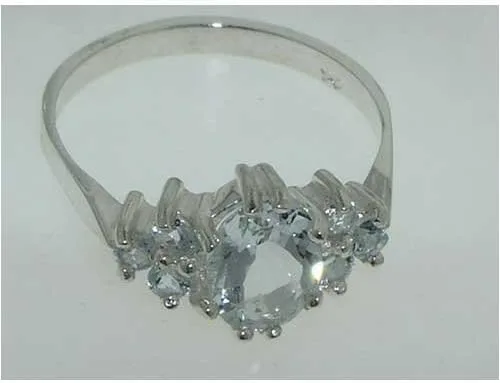 Vista 4 de Anillo de plata de ley 925 auténtica aguamarina para mujer