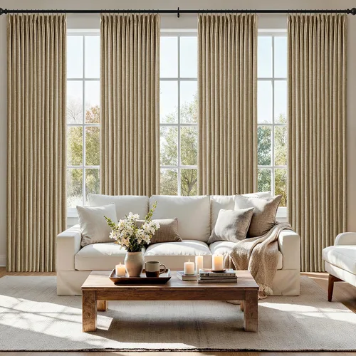 Vista 27 de MIULEE Juego de 4 paneles de cortinas plisadas de lino de 40 x 84 pulgadas Beige Blanco