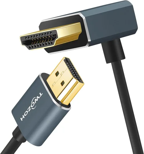 Vista 2 de Twozoh Cable HDMI flexible a HDMI en ángulo descendente de 90° 1 pie, cable HDMI ultra delgado y delgado compatible con 3D/4K @60Hz