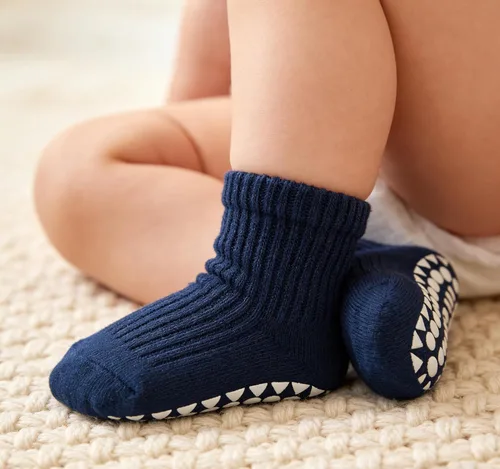Vista 2 de Calcetines antideslizantes de algodón para niños y niñas, 6 pares