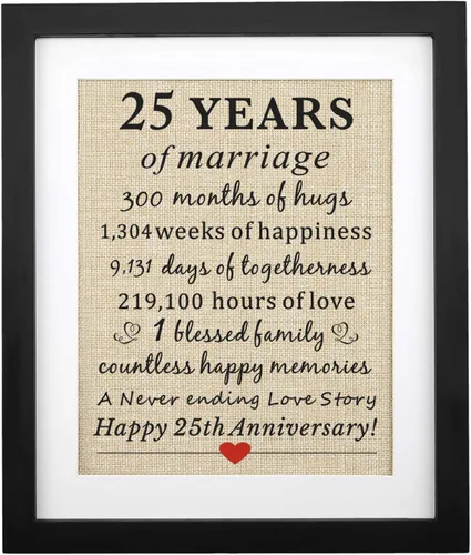 Vista 10 de Corfara Impresión enmarcada de arpillera para el primer aniversario, 11 pulgadas de ancho x 13 pulgadas de alto, 1 año como marido y esposa, regalos