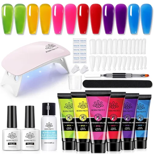 Vista 13 de BORN PRETTY Kit de Gel de Extensión Poli - Kit de Gel de Extensión de Uñas de 12 Colores Nude Transparente Rosa Gelatina Kit Todo-En-1 Gel
