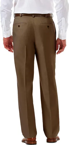 Vista 3 de Haggar Cool 18 Pro Classic Fit - Pantalones de cintura expandible, plisados, con frente oculto, tamaño regular y grande y alto
