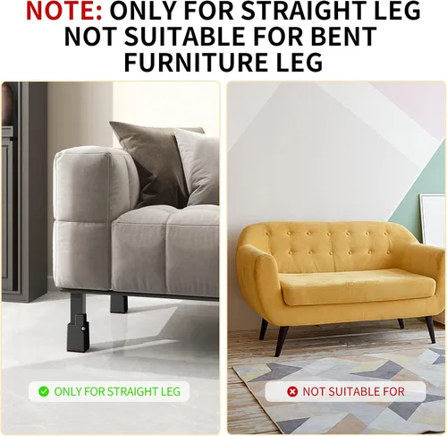Vista 5 de Elevadores ajustables de muebles de 4 pulgadas con abrazadera de tornillo extraíble, se adapta a diámetros de 1.1 a 2.4 pulgadas, elevadores