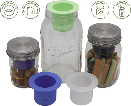 Vista 6 de Mason Jar Lifestyle Taza divisora para ensaladas, salsas y aperitivos. Contenedor de almuerzo Bento sin plástico (gris carbón, boca normal)