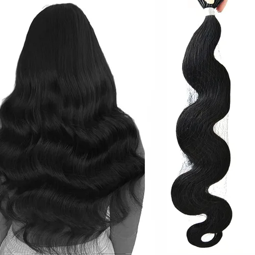 Vista 17 de Extensiones de cabello humano microlink de 16 pulgadas, extensiones de cabello natural suave de microcuentas, color #1 negro azabache, 100% cabello