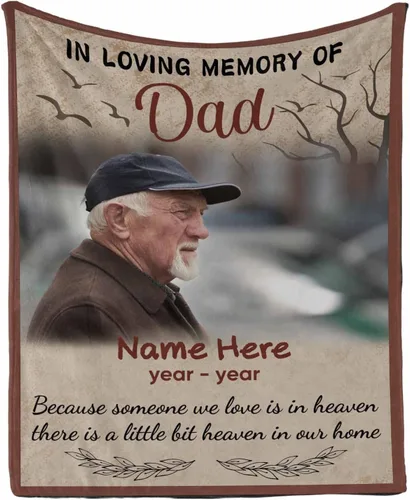 Vista 35 de InterestPrint Manta personalizada en memoria amorosa manta personalizada con foto, There is a Little Bit of Heaven in Our Home perfecta para sofá