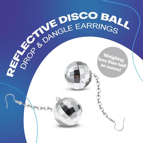Vista 3 de Rave Envy Aretes de bola de discoteca para mujer, trajes de discoteca de Halloween de los años 70, accesorios de disfraz para hombres, elección