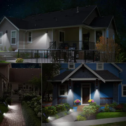 Vista 8 de URPOWER Luces solares para exteriores, focos solares 2 en 1 impermeables con 2 modos de iluminación, focos solares ajustables con encendido y Blanco