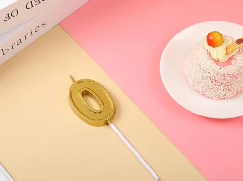 Vista 8 de Vela de 10 cumpleaños número 10, vela dorada de 10 cumpleaños niño niña décimo pastel para cumpleaños de diez años, boda, aniversario, fiesta