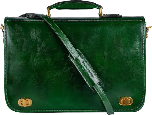 Vista 10 de Time Resistance Maletín de cuero para hombres - Maletín para laptop de cuero italiano de grano completo - Bolso de mensajero - Caja de regalo