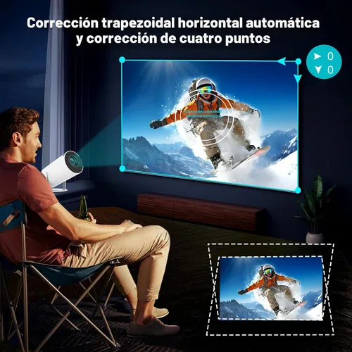 Vista 6 de Mini proyector, proyector portátil HY300 PRO, compatible con 4K 1080P con doble banda WIFI6 5G inalámbrico 5.2 Bluetooth Android 13, rotación