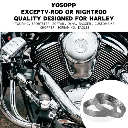 Vista 8 de Junta de escape de cono para Harley, hecha de grafito y malla de acero, se adapta a la mayoría de las bicicletas Harley Davidson de 1984