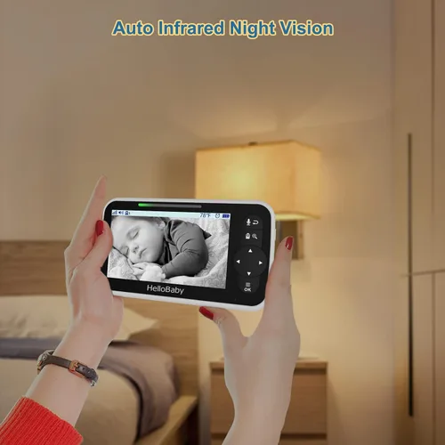 Vista 8 de HelloBaby Monitor de bebé sin WiFi de 5 pulgadas con cámara y audio