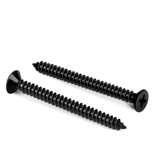 Vista 12 de Tornillo de madera de cabeza plana #4 x 1, tornillos de chapa, acero inoxidable 18-8 (304), acabado negro, 100