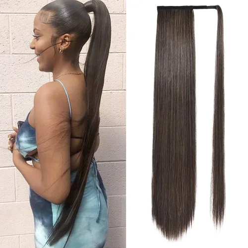 Vista 27 de SEIKEA Extensión de cola de caballo con clip alrededor del cabello lacio para mujer (12 pulgadas, negro)