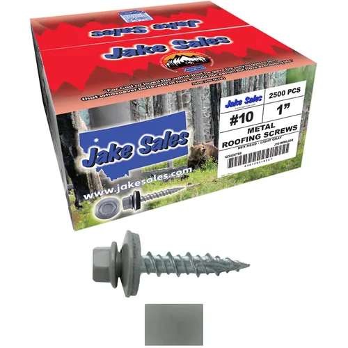 Vista 178 de Tornillos para techos de metal gris ABC 10 x 1 - Cabezal hexagonal - Arandela EPDM - Arandela de arranque automático/roscado - 1 bolsa - 250