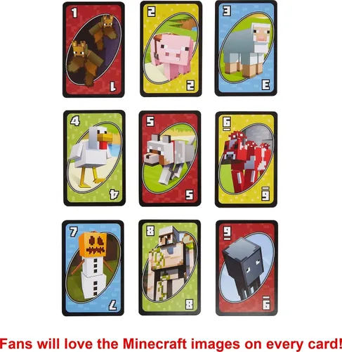 Vista 3 de Mattel Games UNO Minecraft - Juego de cartas con caja de almacenamiento, a