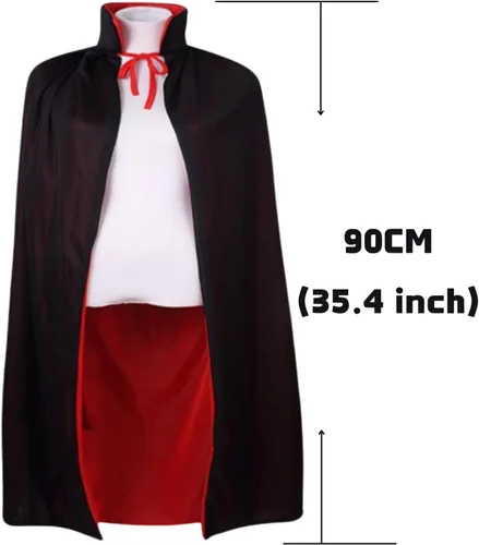 Vista 2 de LMYOVE Capa reversible para Halloween, disfraz de vampiro para mascarada, drácula, mago, diablo, cosplay, adulto