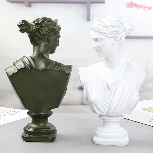 Vista 3 de Estatua de resina griega de Diana de 12 pulgadas, escultura clásica de mitología griega de busto romano para decoración de escritorio del hogar