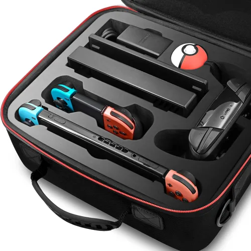 Vista 5 de VORI Funda de transporte para Nintendo SwitchSwitch modelo OLED 2021 funda protectora de almacenamiento de viaje duro con asa y correa de hombro