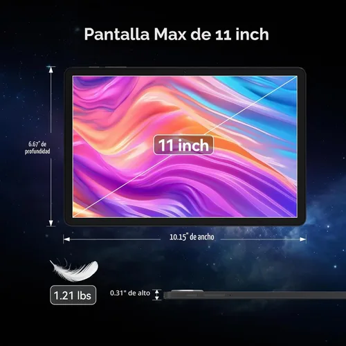 Vista 6 de Tablet de 11 pulgadas, tableta Android 15 2026 con 16 GB de RAM 128 GB ROM 1 TB expandible Octa-Core, tabletas WiFi 5G, tabletas 2 en 1 con teclado