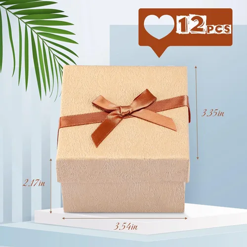 Vista 2 de Jexine 12 cajas de regalo para el día del padre para papá y hombres de 3.5 pulgadas, caja de anillo de collar, aretes, caja de lazo, cartón