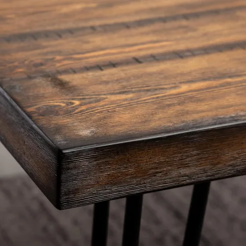 Vista 10 de Roundhill Furniture Aryven - Juego de comedor industrial de 7 piezas con mesa rústica de pino oscuro y 6 sillas de piel sintética, color gris