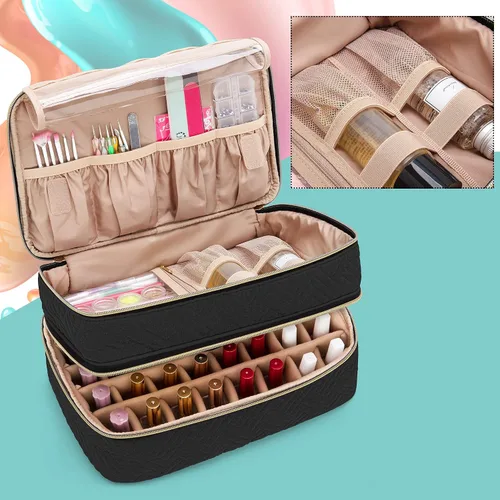 Vista 2 de BAFASO Organizador de esmalte de uñas con capacidad para 40 botellas (0.5 onzas líquidas), estuche de esmalte de uñas con secciones