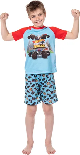 Vista 3 de INTIMO Hot Wheels - Conjunto de pijama para niños con estampado de Monster Trucks Toys